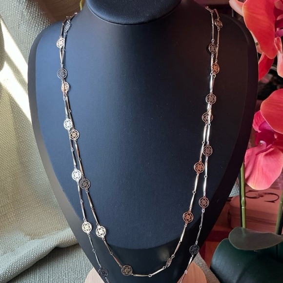 Avon Jewelry - Vintage Lot 2 1979 AVON "Flower Lace" Classic Necklaces Gold & SilverTone 27” L